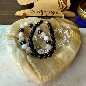Rose Quartz Hematite Moonstone Onyx Sweetheart Bracelet Bundle
